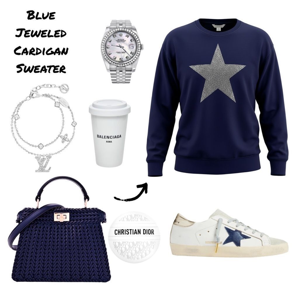 Blue Rhinestone Star Sweatshirt